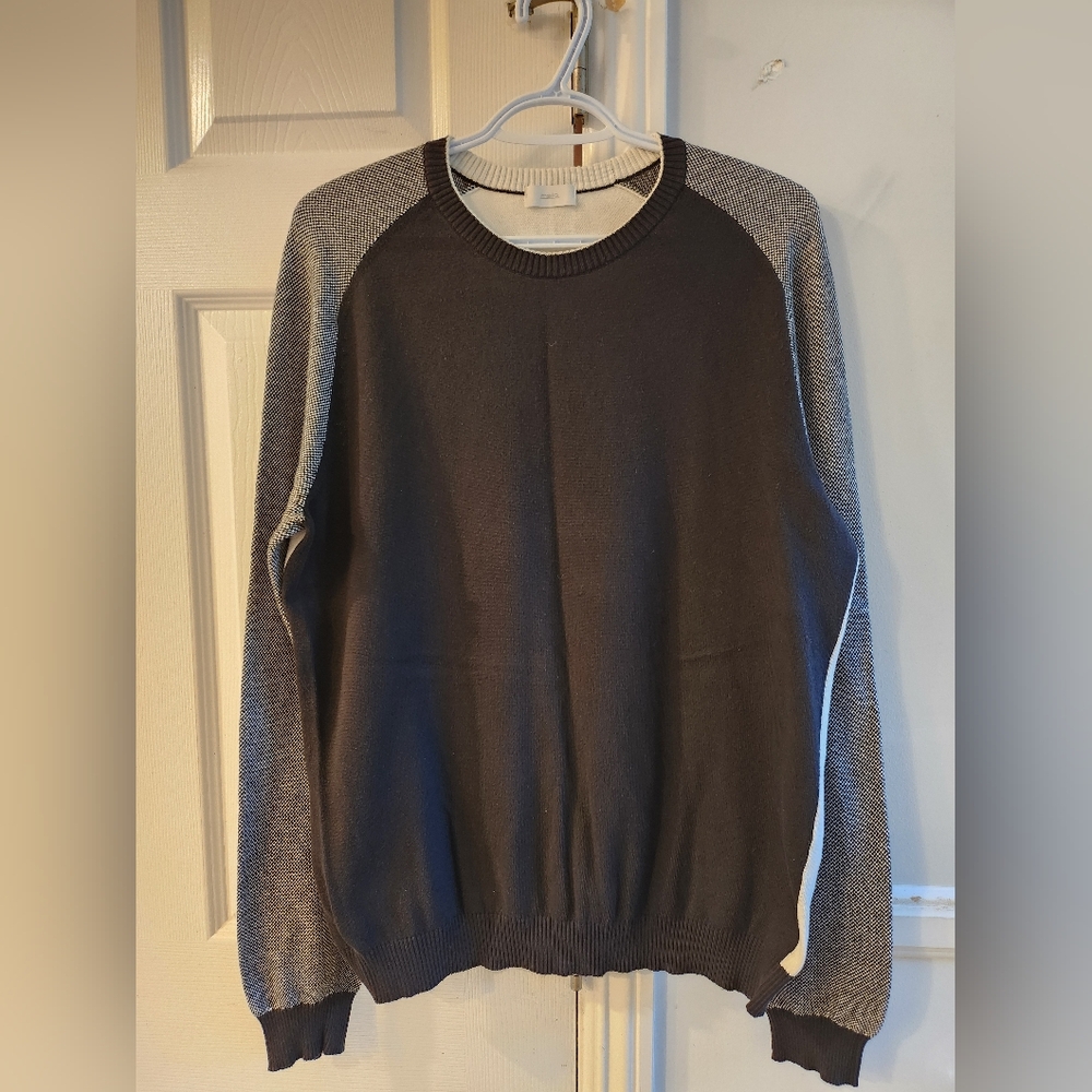 Malo Men's Charcoal and Light Gray Crewneck Sweater